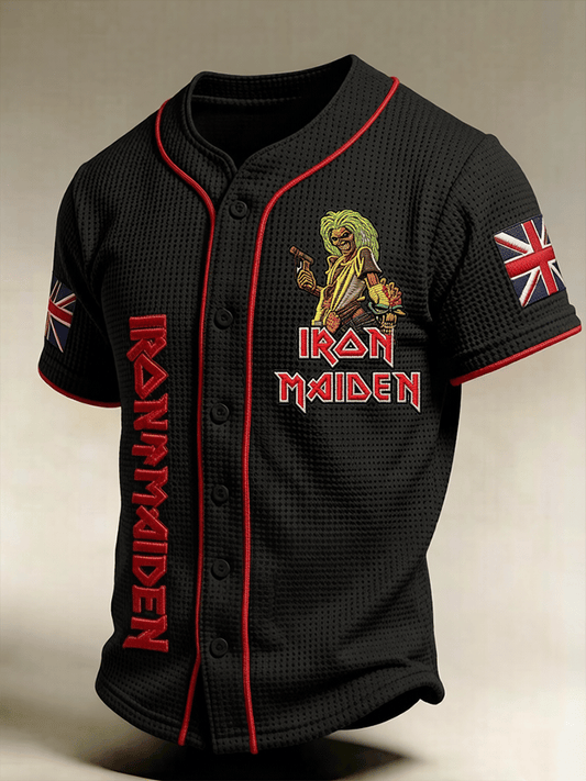 Men's England Heavy Metal Band Print Casual Top