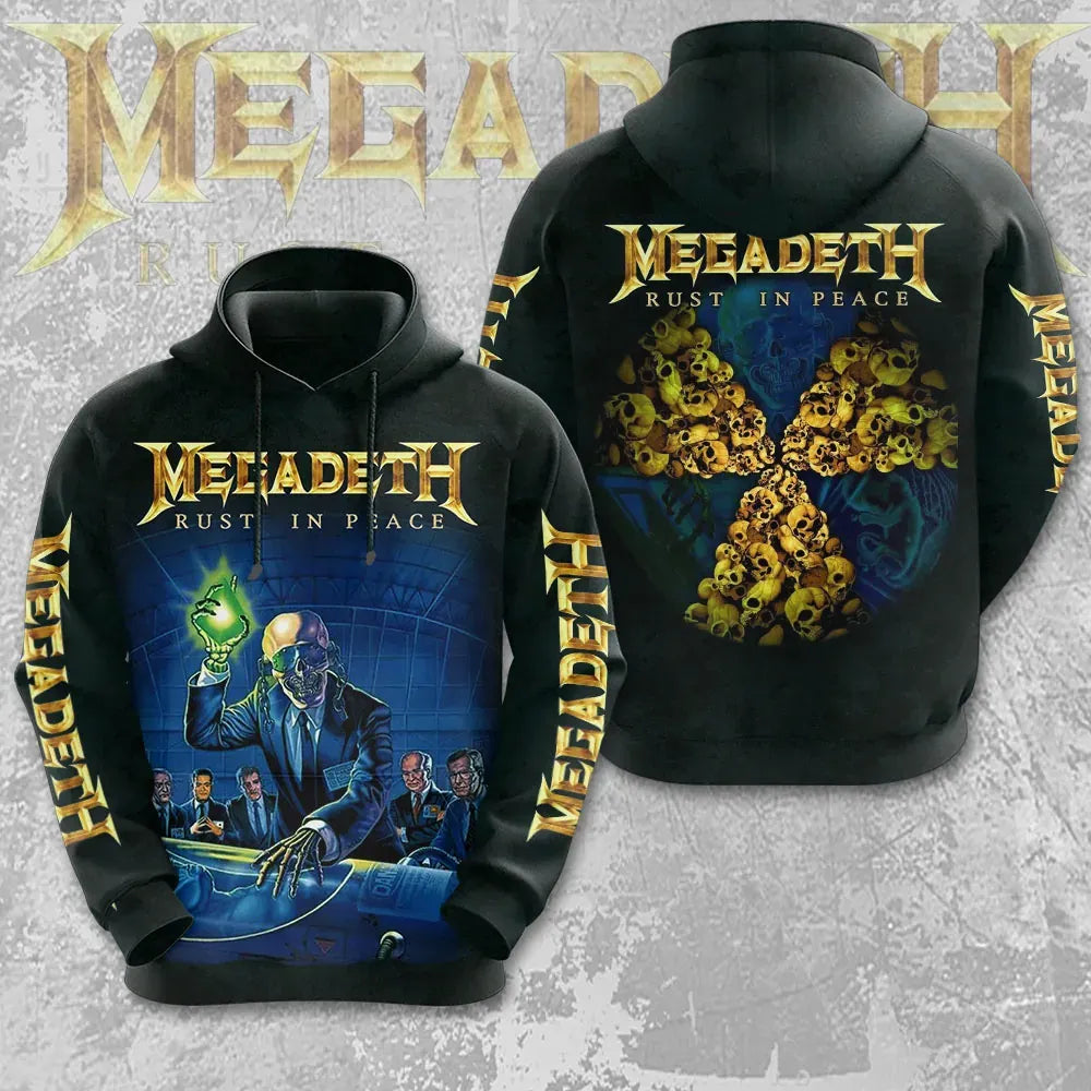 Men's American Thrash Metal Band Print Hoodie