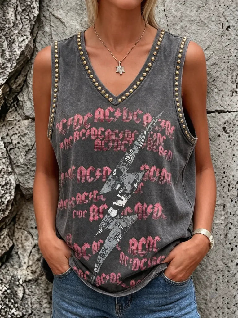 Women's ACDC Band Print Tank Top