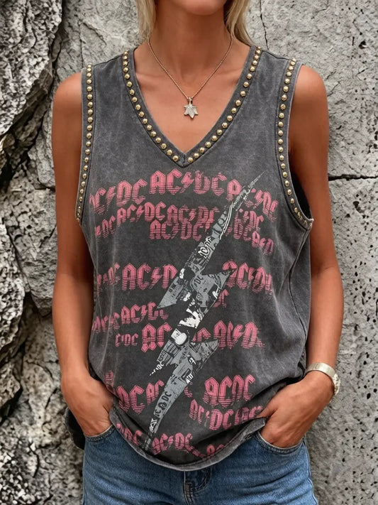 Women's ACDC Band Print Tank Top
