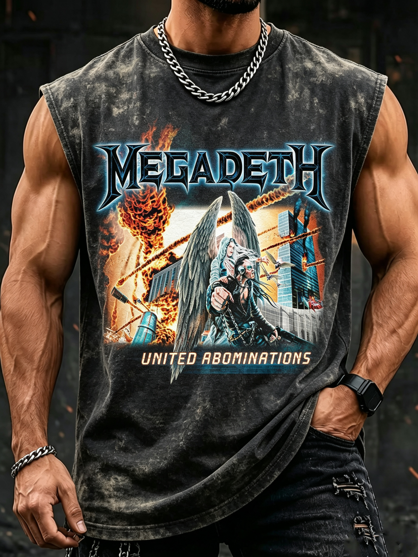 Men's American Thrash Metal Band Fans Print Tank Top