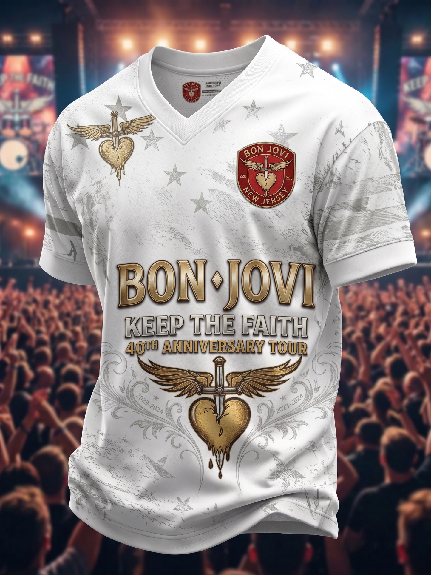 Bon Jovi Fan Sparkling V-Neck Top