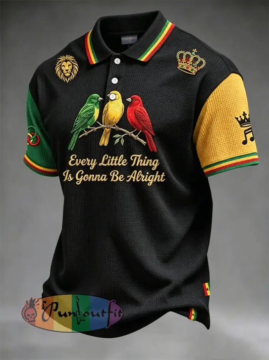 Vintage Every Little Thing Is Gonna Be Alright Casual Waffle-Weave Polo