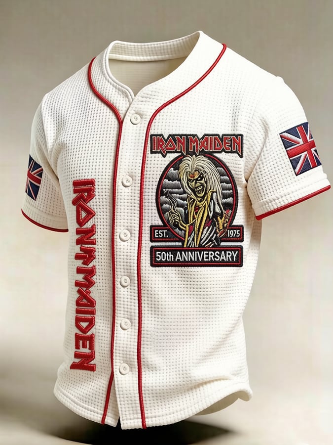 Men's England Heavy Metal Band Print Casual Top