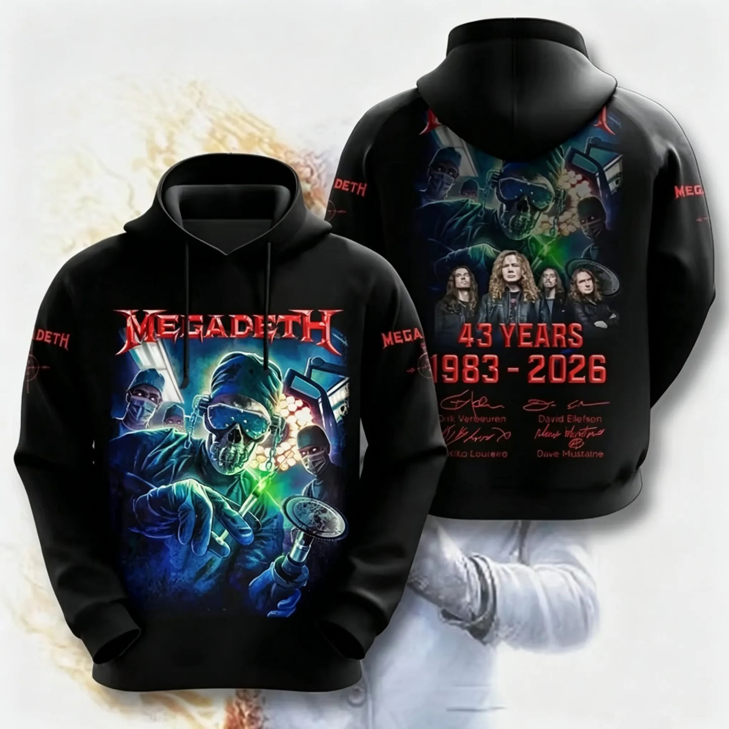Men's American Thrash Metal Band Print Hoodie