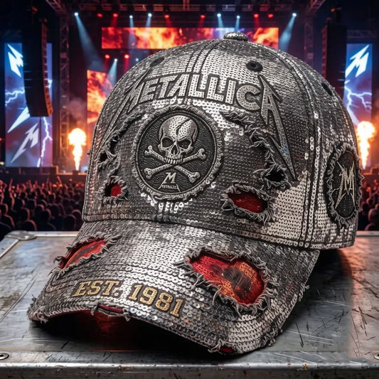 Women's Casual Heavy Metal Band Print Baseball Cap
