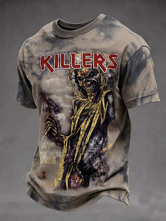 Men's England Heavy Metal Band Tour Crew Neck Short-Sleeve Printed T-Shirt